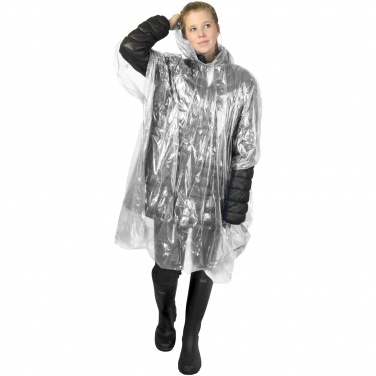 Logo trade corporate gift photo of: Mayan recycled plastic disposable rain poncho with storage pouch