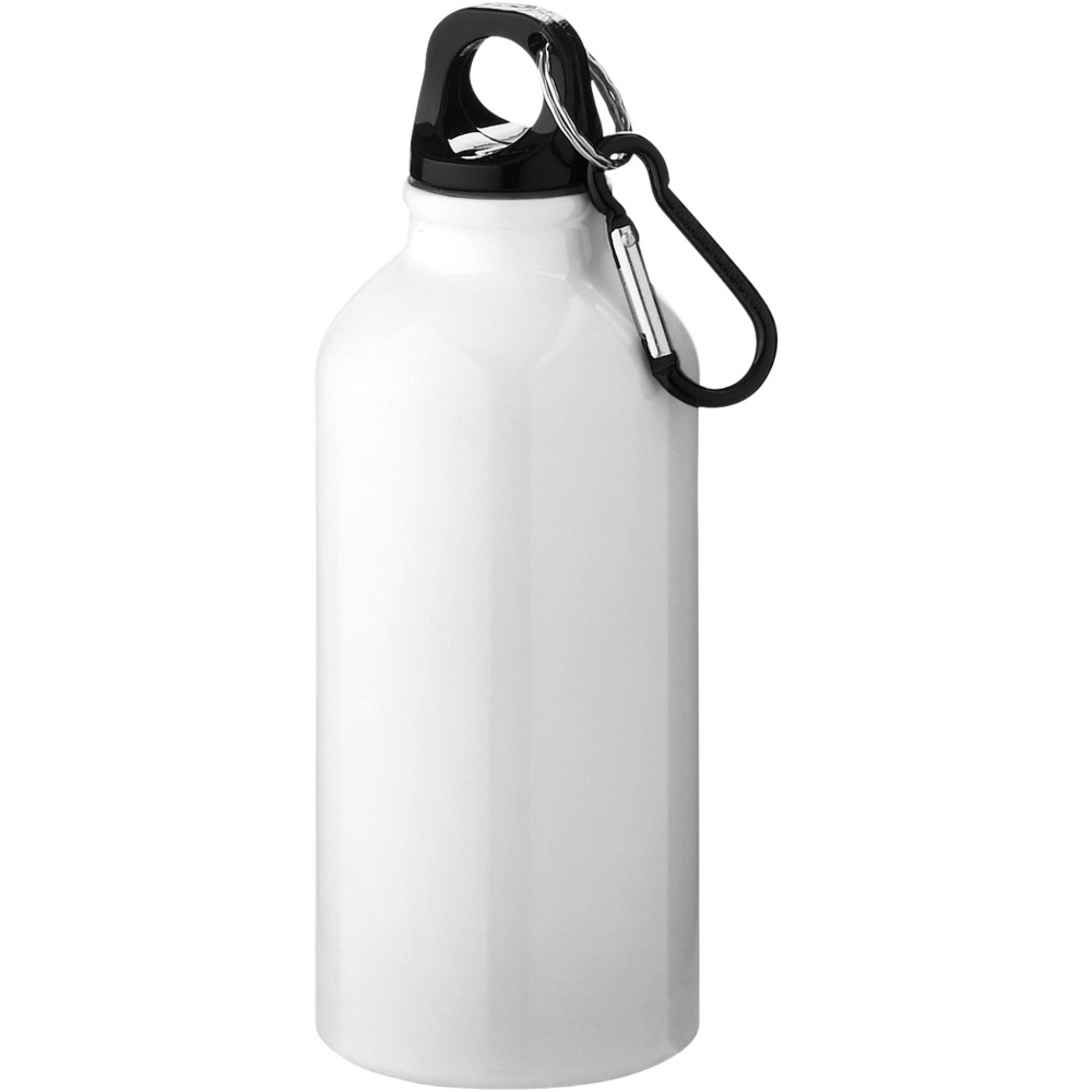 Logo trade promotional gifts image of: Oregon 400 ml RCS certified recycled aluminium water bottle with carabiner