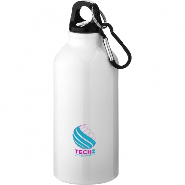 Logo trade promotional items image of: Oregon 400 ml RCS certified recycled aluminium water bottle with carabiner