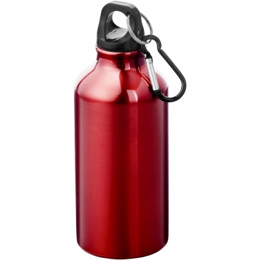 Logotrade promotional giveaway image of: Oregon 400 ml RCS certified recycled aluminium water bottle with carabiner