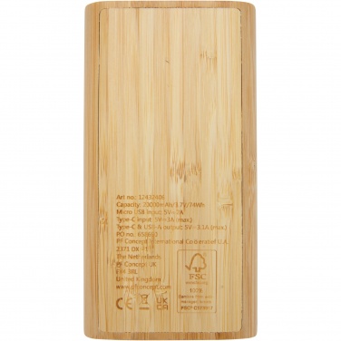 Logo trade promotional products image of: Tulda 20.000 mAh bamboo power bank