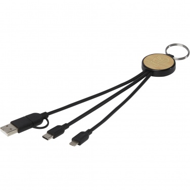 Logotrade promotional product picture of: Tecta 6-in-1 recycled plastic/bamboo charging cable with keyring