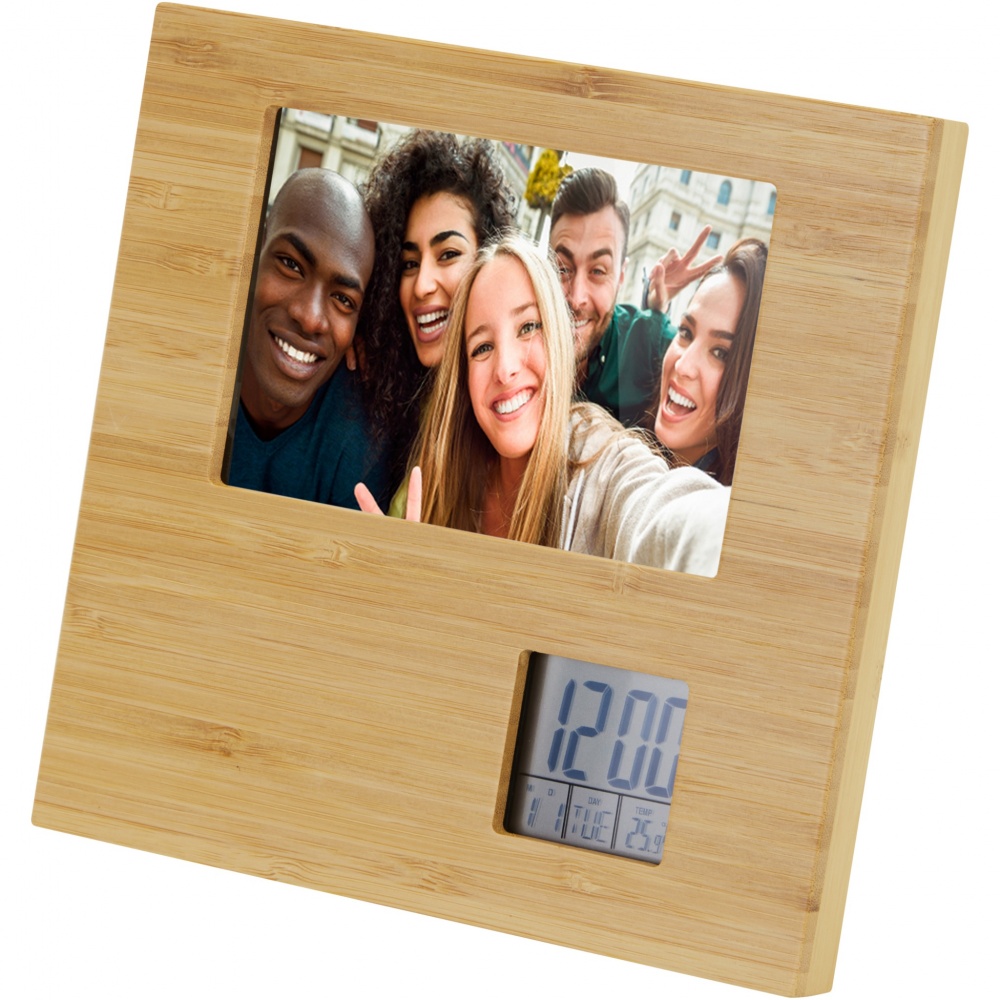 Logotrade promotional item picture of: Sasa bamboo photo frame with thermometer