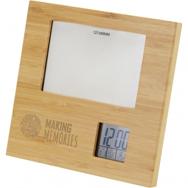 Logo trade corporate gifts picture of: Sasa bamboo photo frame with thermometer