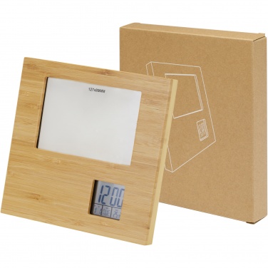 Logo trade corporate gift photo of: Sasa bamboo photo frame with thermometer