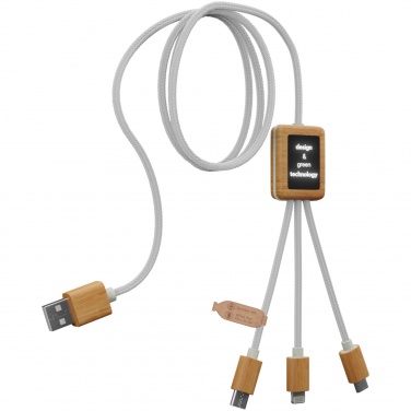 Logo trade corporate gifts picture of: SCX.design C39 3-in-1 rPET light-up logo charging cable with squared bamboo casing