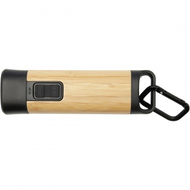 Logo trade promotional merchandise image of: Kuma bamboo/RCS recycled plastic torch with carabiner