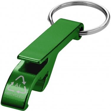 Logo trade promotional item photo of: Tao RCS recycled aluminium bottle and can opener with keychain 