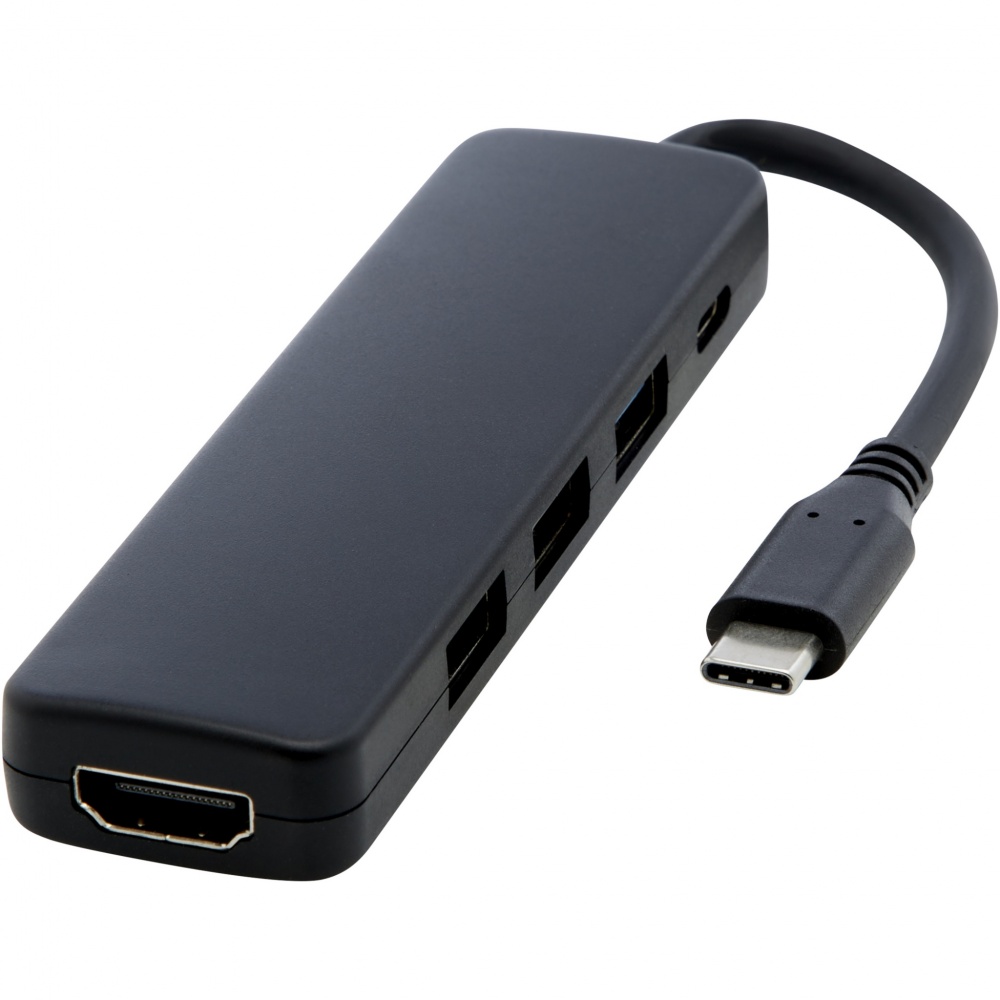 Logotrade promotional gift picture of: Loop RCS recycled plastic multimedia adapter USB 2.0-3.0 with HDMI port