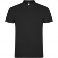 Star short sleeve kids polo, Solid black