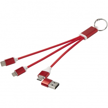 Logo trade promotional item photo of: Metal 4-in-1 recycled aluminium charging cable with keychain