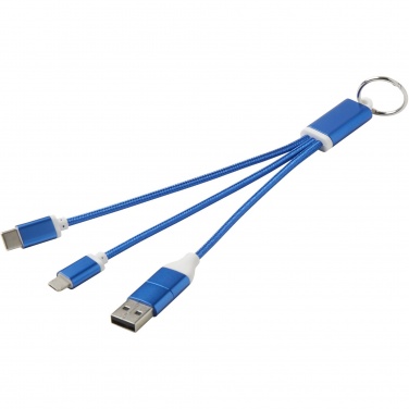 Logotrade promotional item image of: Metal 4-in-1 recycled aluminium charging cable with keychain