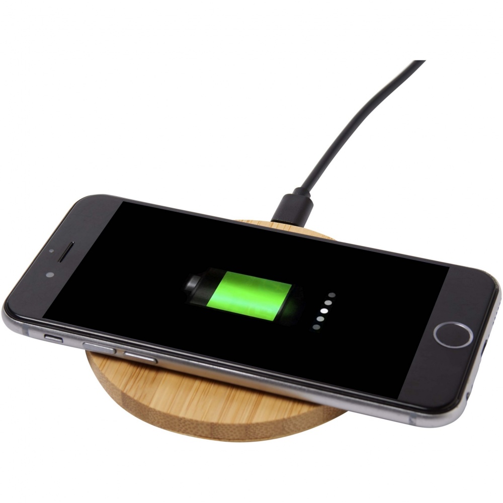 Logo trade promotional merchandise image of: Essence 15W bamboo wireless charging pad