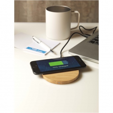 Logo trade promotional giveaways image of: Essence 15W bamboo wireless charging pad