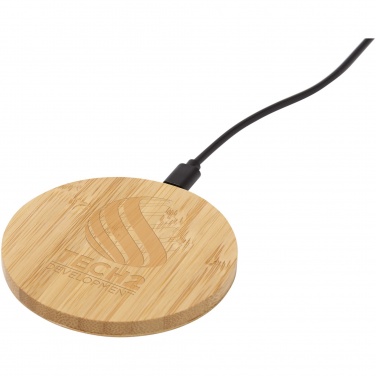 Logo trade promotional merchandise image of: Essence 15W bamboo wireless charging pad