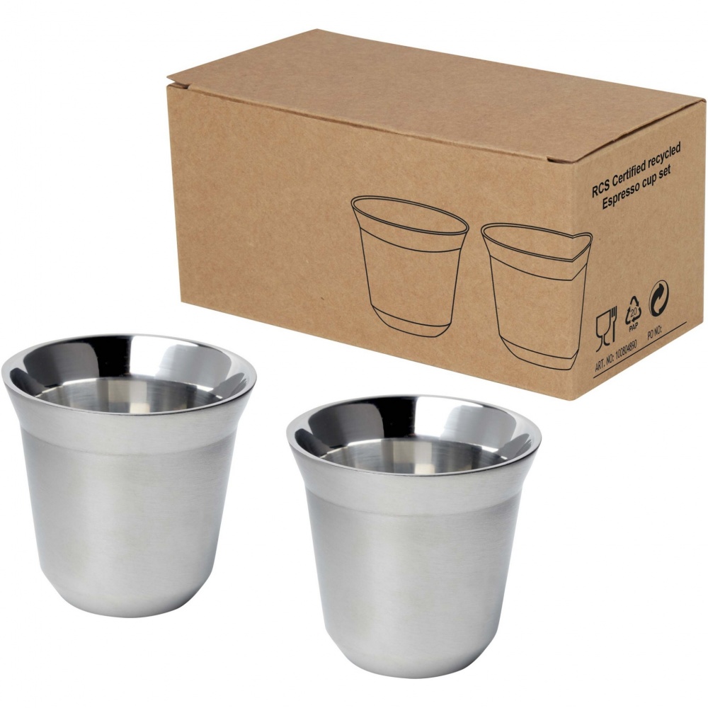 Logotrade promotional product picture of: Duo 80 ml RCS certified stainless steel espresso cup set 