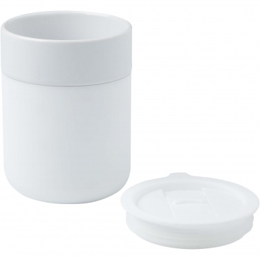 Logo trade business gift photo of: Java 330 ml ceramic tumbler with silicone wrap and plastic lid