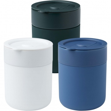 Logo trade promotional merchandise photo of: Java 330 ml ceramic tumbler with silicone wrap and plastic lid