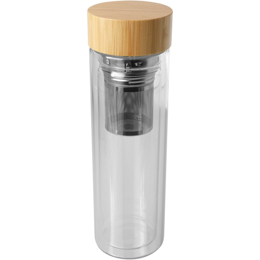 Logo trade promotional gift photo of: Bailey 400 ml borsilicate glass infuser bottle with bamboo lid