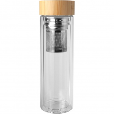 Logo trade corporate gifts picture of: Bailey 400 ml borsilicate glass infuser bottle with bamboo lid