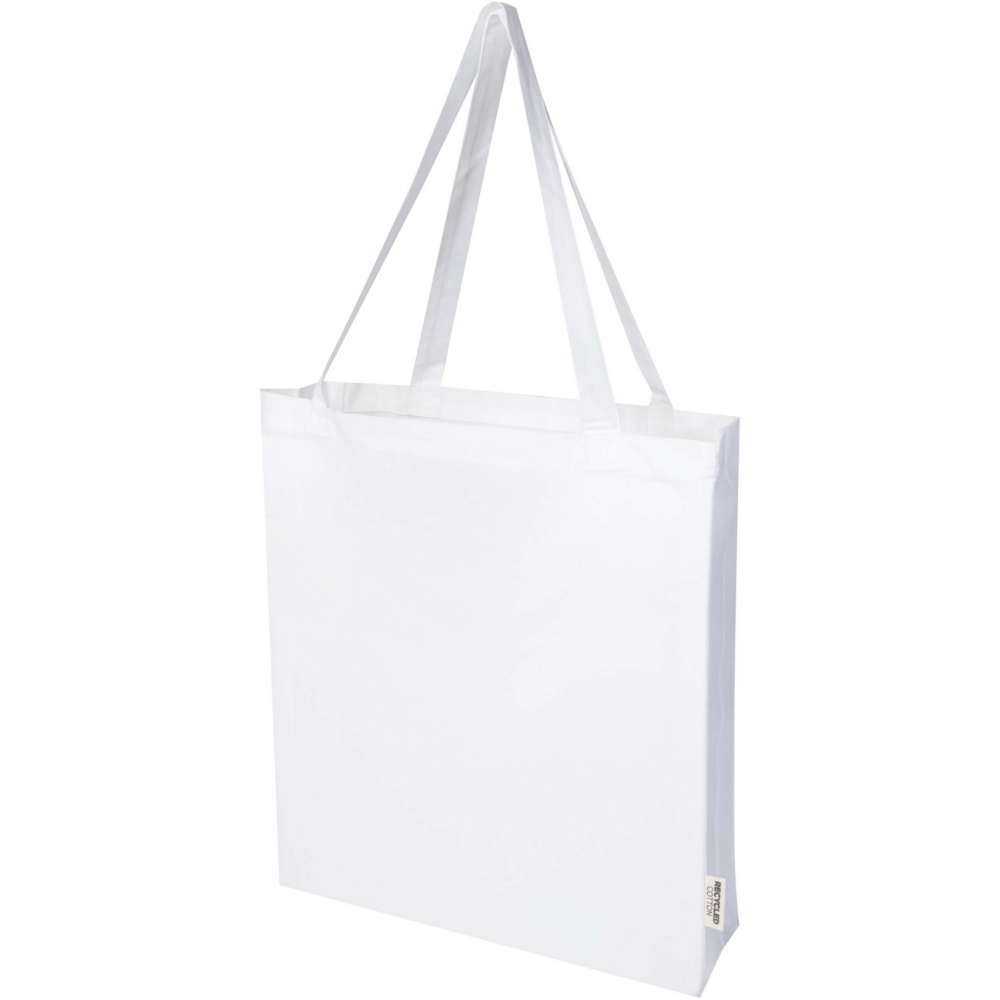 Logo trade promotional products image of: Madras 140 g/m² GRS recycled cotton gusset tote bag