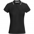 Tamil short sleeve women's sports polo, Solid black / White