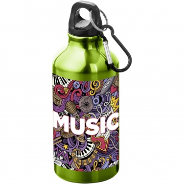 Logo trade advertising product photo of: Oregon 400 ml aluminium water bottle with carabiner