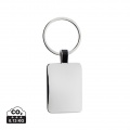 RCS recycled zinc alloy rectangle keyring, silver