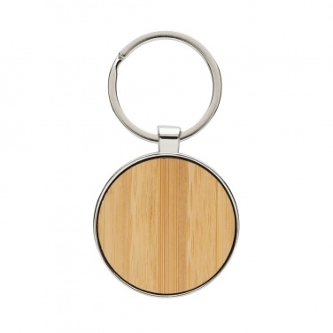 Logotrade corporate gift image of: RCS recycled zinc alloy round keychain with bamboo