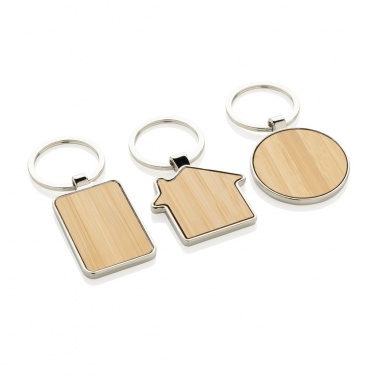 Logotrade promotional product image of: RCS recycled zinc alloy round keychain with bamboo