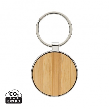 Logo trade promotional items picture of: RCS recycled zinc alloy round keychain with bamboo