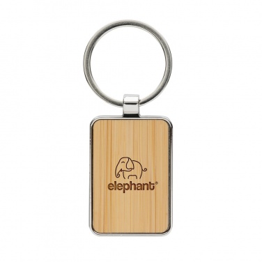 Logotrade corporate gift image of: RCS recycled zinc alloy rectangle keychain with bamboo