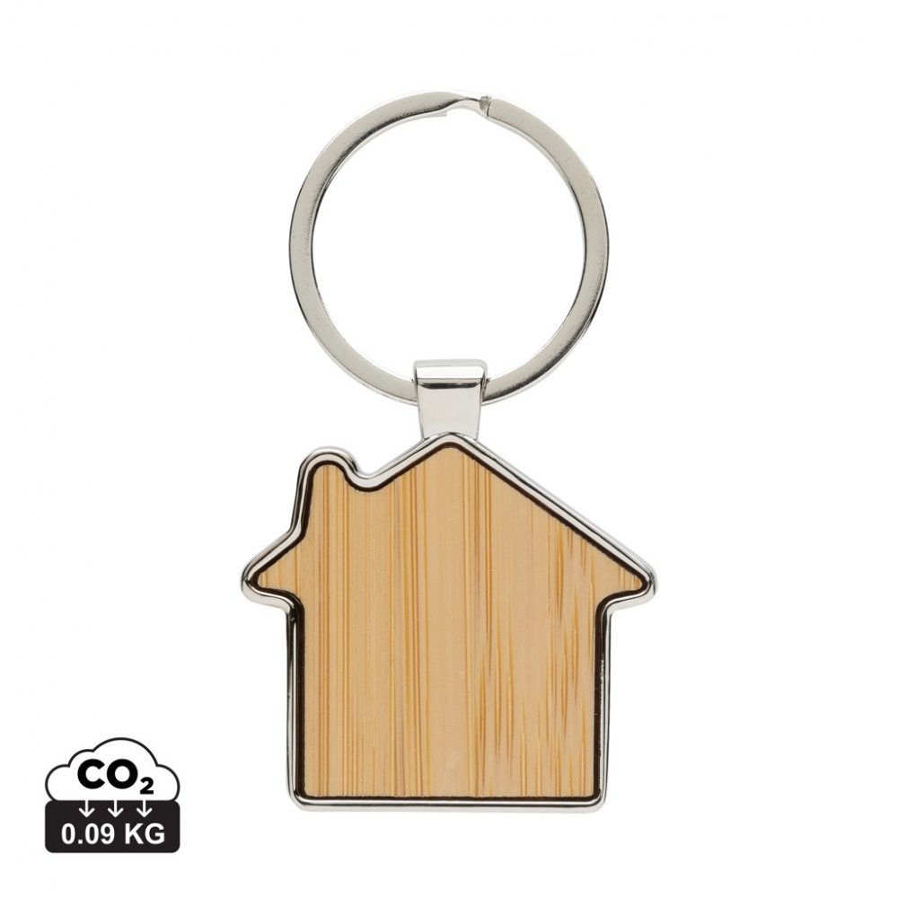 Logotrade business gift image of: RCS recycled zinc alloy house keychain with bamboo