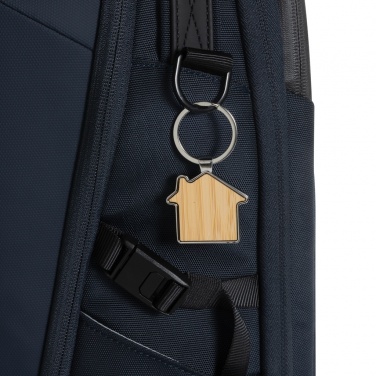 Logotrade advertising products photo of: RCS recycled zinc alloy house keychain with bamboo