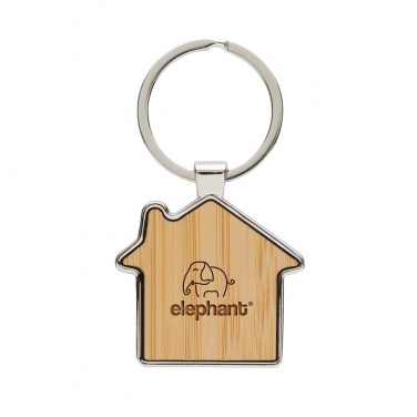 Logo trade promotional merchandise image of: RCS recycled zinc alloy house keychain with bamboo