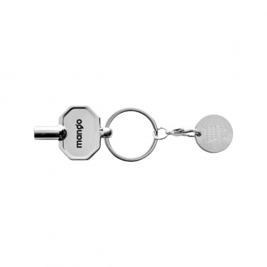 Logo trade promotional gifts image of: RCS recycled zinc alloy radiator key keychain with coin