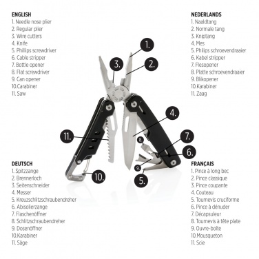 Logo trade business gift photo of: Solid multitool with carabiner