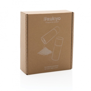 Logo trade corporate gifts image of: Ukiyo bamboo salt and pepper mill set