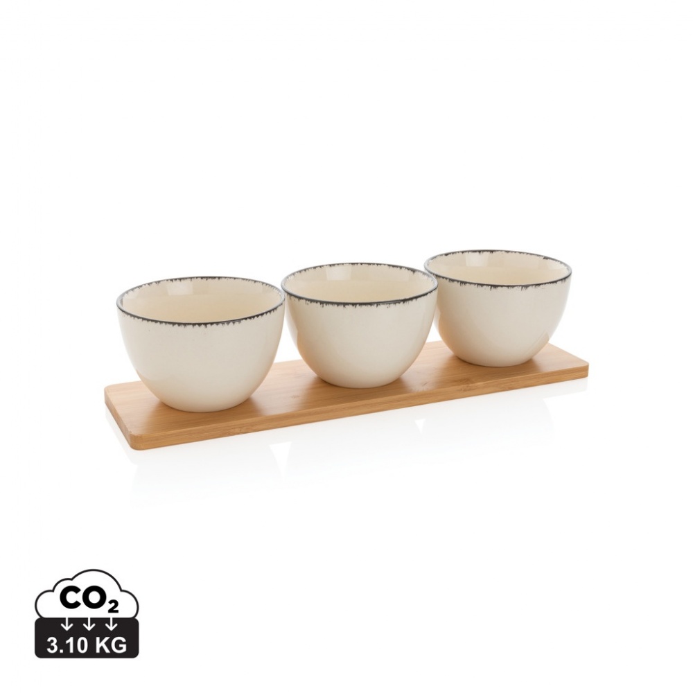 Logo trade corporate gifts picture of: Ukiyo 3pc serving bowl set with bamboo tray