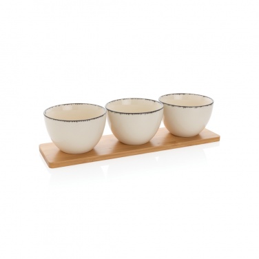 Logo trade corporate gifts image of: Ukiyo 3pc serving bowl set with bamboo tray