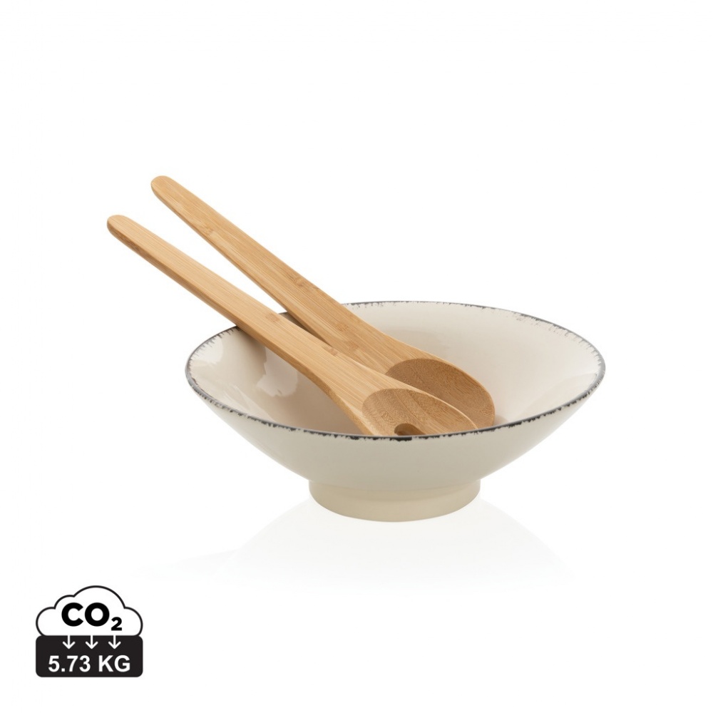 Logo trade promotional giveaways image of: Ukiyo salad bowl with bamboo salad server