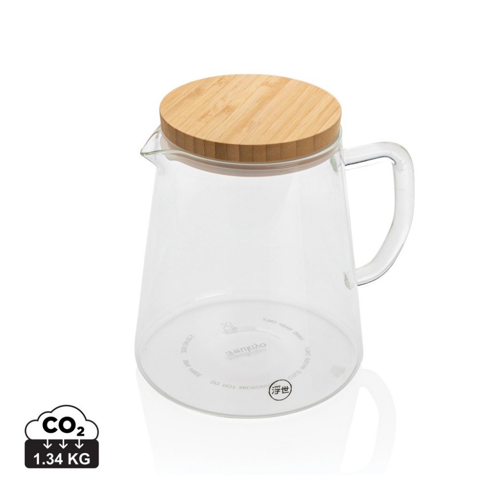 Logotrade promotional product image of: Ukiyo borosilicate glass carafe with bamboo lid 1.2L