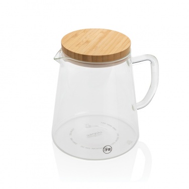 Logo trade promotional merchandise photo of: Ukiyo borosilicate glass carafe with bamboo lid 1.2L