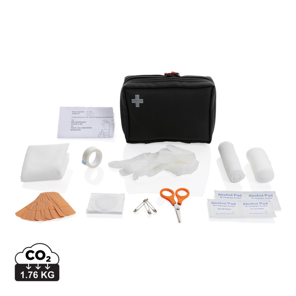 Logo trade promotional merchandise photo of: RCS recycled nubuck PU pouch  first aid set