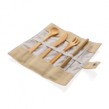 Logo trade corporate gifts picture of: Reusable bamboo travel cutlery set