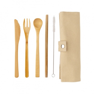 Logo trade promotional gifts image of: Reusable bamboo travel cutlery set