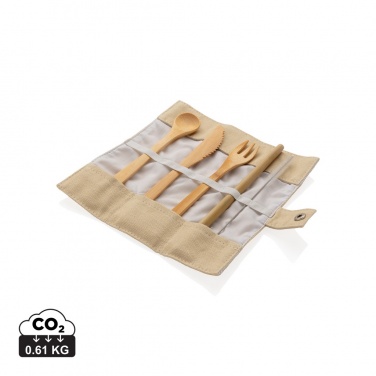 Logo trade business gift photo of: Reusable bamboo travel cutlery set