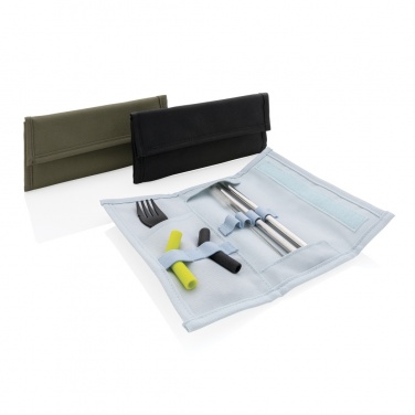 Logo trade promotional merchandise image of: Tierra 2pcs straw and cutlery set in pouch