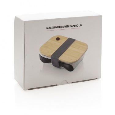 Logo trade promotional merchandise photo of: Glass lunchbox with bamboo lid