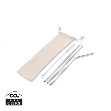 Logo trade promotional items image of: Reusable stainless steel 3 pcs straw set